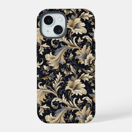 Golden Leaves Pattern iPhone 15 Case (Achterkant)