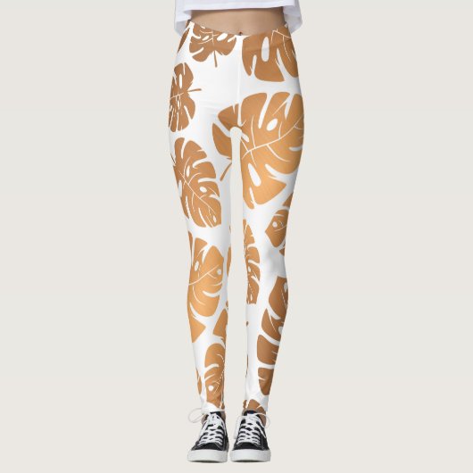Golden Leaves Pattern Leggings (Voorkant)
