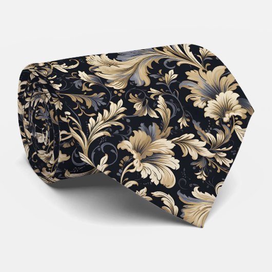 Golden Leaves Pattern Stropdas (Opgerold)