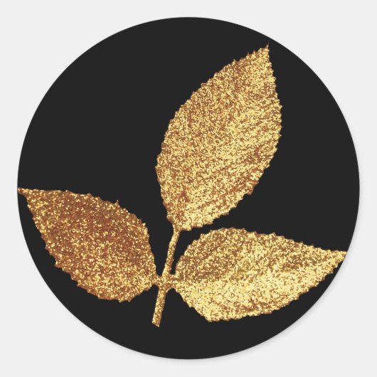 Golden Leaves Ronde Sticker (Voorkant)