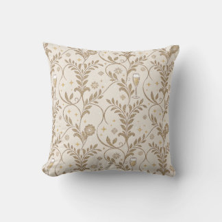 Golden  Leaves & Sparkle Champagne Print Kussen