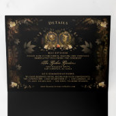 Golden legant skeletten "samen met" - Gegevens T Drieluik Uitnodiging (Binnenzijde eerst)