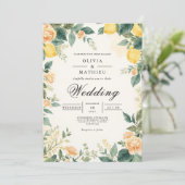 Golden Lemon Blossom Wedding Kaart (Staand voorkant)