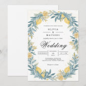 Golden Lemon Botanical Arch Wedding Kaart (Voorkant / Achterkant)