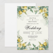 Golden Lemon Botanical Wedding Kaart (Voorkant / Achterkant)