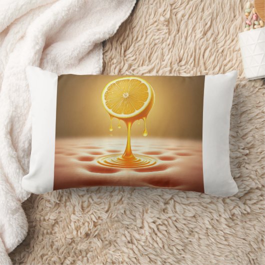 Golden Lemon Drip Abstract Art Pillow Kussen (Deken)