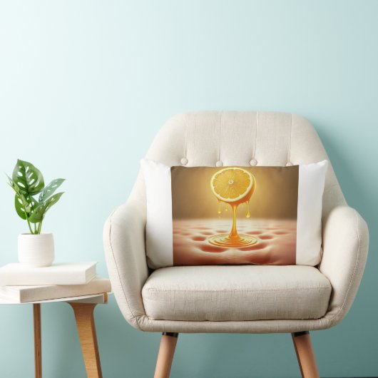 Golden Lemon Drip Abstract Art Pillow Kussen (Stoel)