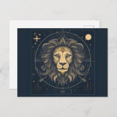Golden Leo Zodiac Astrologie Ontwerp Briefkaart (Voorkant / Achterkant)