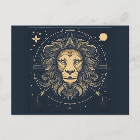 Golden Leo Zodiac Astrologie Ontwerp Briefkaart (Voorkant)