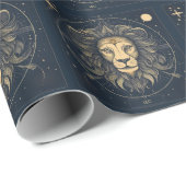 Golden Leo Zodiac Astrologie Ontwerp Cadeaupapier (Rol Hoek)