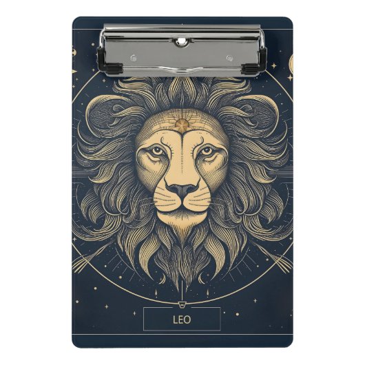 Golden Leo Zodiac Astrologie Ontwerp Mini Klembord (Voorkant)