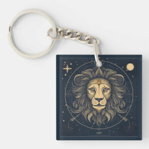 Golden Leo Zodiac Astrologie Ontwerp Sleutelhanger