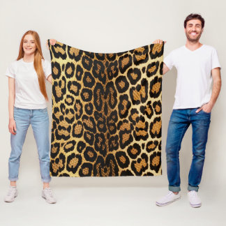Golden Leopard Chic 🐆 Fleece Deken