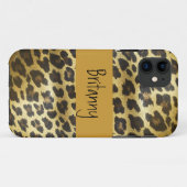 Golden Leopard Fur Animal Print met naam Case-Mate iPhone Case (Achterkant (horizontaal))