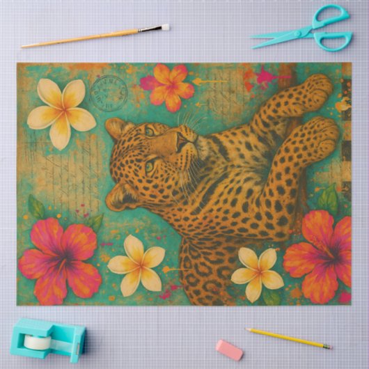 Golden Leopard Gaze" Decoupage Papier – Tropisch (Craft)