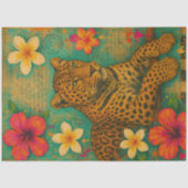 Golden Leopard Gaze" Decoupage Papier – Tropisch (Voorkant)