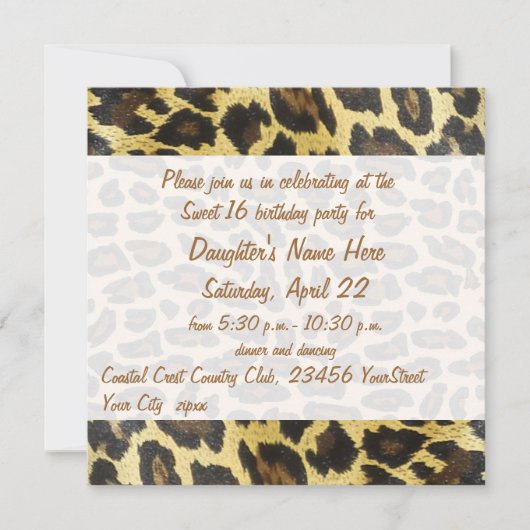 Golden Leopard Print 16e verjaardag Kaart (Voorkant)