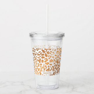 Golden Leopard Print Acryl Drinkbeker