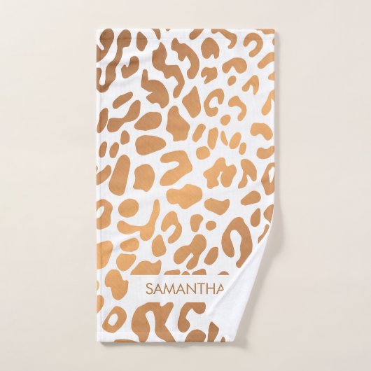 Golden Leopard Print Bad Handdoek (Handdoek)