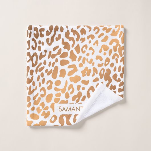 Golden Leopard Print Bad Handdoek (Wasdoekje)