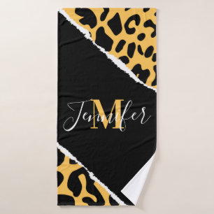 Golden Leopard Print Badhanddoek