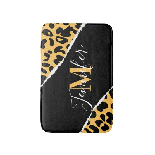 Golden Leopard Print Badmat (Voorkant Verticaal)