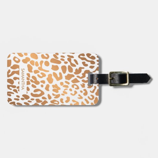 Golden Leopard Print Bagagelabel (Voorkant horizontaal)