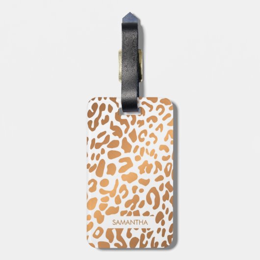 Golden Leopard Print Bagagelabel (Achterkant verticaal)
