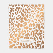 Golden Leopard Print Fleece Deken (Voorkant)