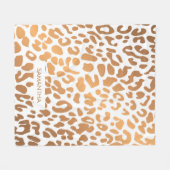 Golden Leopard Print Fleece Deken (Voorkant (Horizontaal))