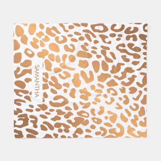 Golden Leopard Print Fleece Deken (Voorkant (Horizontaal))