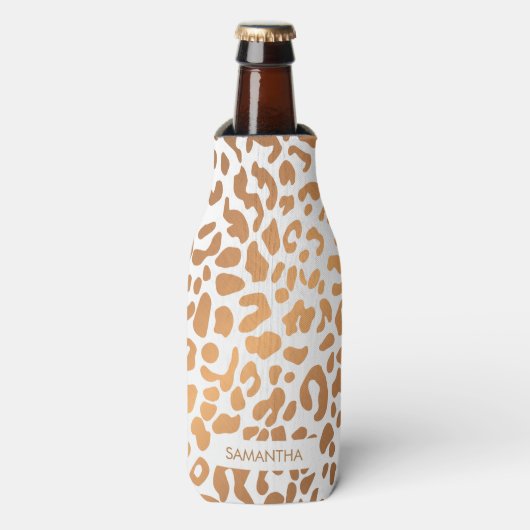 Golden Leopard Print Flesjeskoeler (Fles Voorkant)