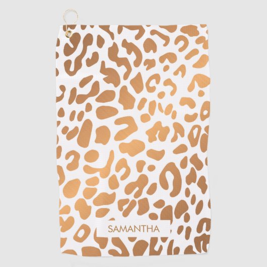 Golden Leopard Print Golfhanddoek (Voorkant)