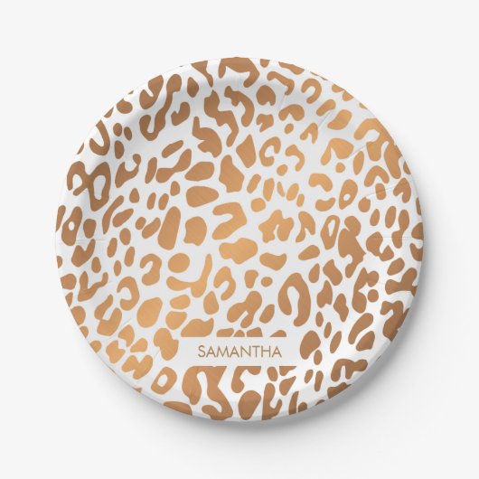 Golden Leopard Print Papieren Bordje (Voorkant)
