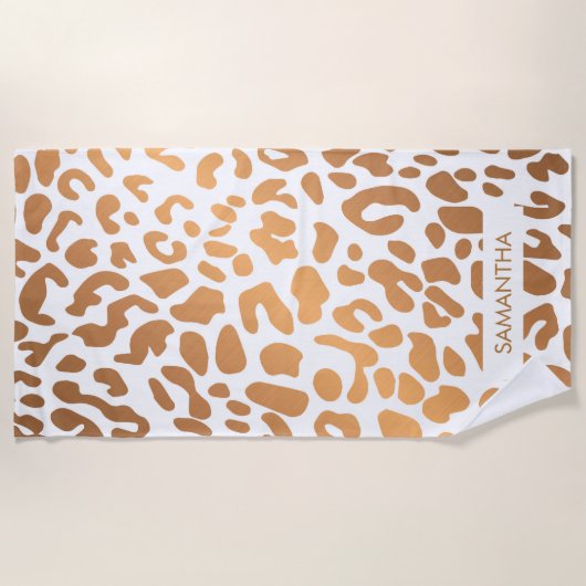 Golden Leopard Print Strandlaken (Voorkant)