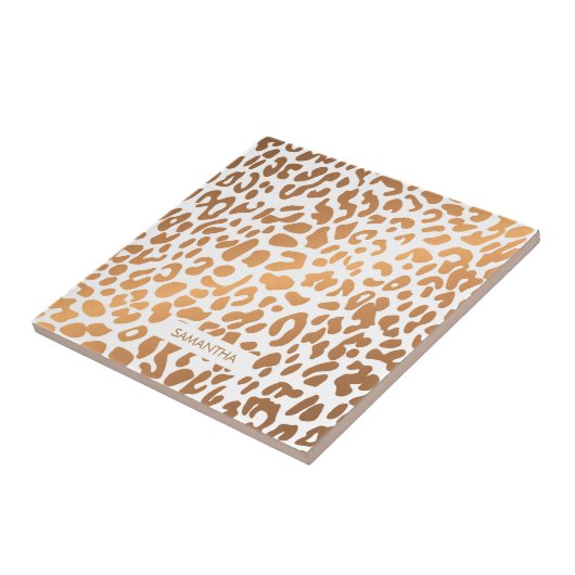 Golden Leopard Print Tegeltje (Zijkant)