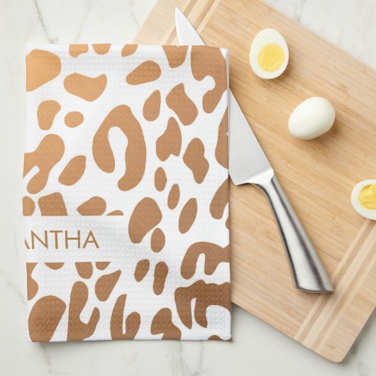 Golden Leopard Print Theedoek (Quarter Fold)