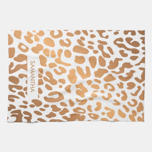 Golden Leopard Print Theedoek (Horizontaal)