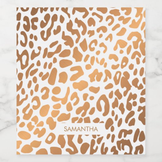 Golden Leopard Print Wijn Etiket (Enkel label)