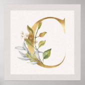 Golden Letter C Floral Trim Poster (Voorkant)