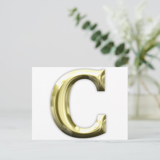 Golden Letter C Shiny Gold Alphabet Briefkaart (Staand voorkant)