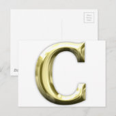 Golden Letter C Shiny Gold Alphabet Briefkaart (Voorkant / Achterkant)