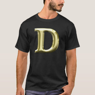 Golden Letter D Shiny Gold Alphabet T-shirt