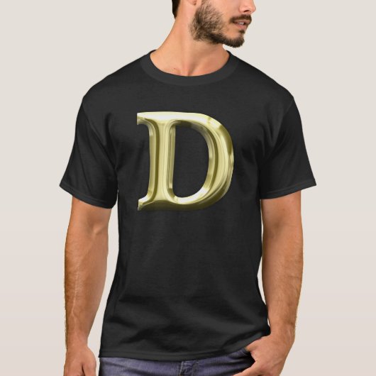 Golden Letter D Shiny Gold Alphabet T-shirt (Voorkant)
