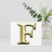 Golden Letter F Shiny Gold Alphabet Briefkaart (Staand voorkant)