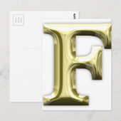 Golden Letter F Shiny Gold Alphabet Briefkaart (Voorkant / Achterkant)