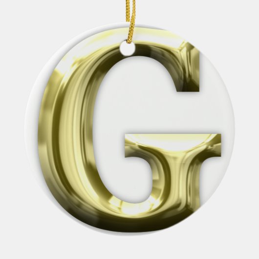 Golden Letter G Shiny Gold Alphabet Keramisch Ornament (Voorkant)