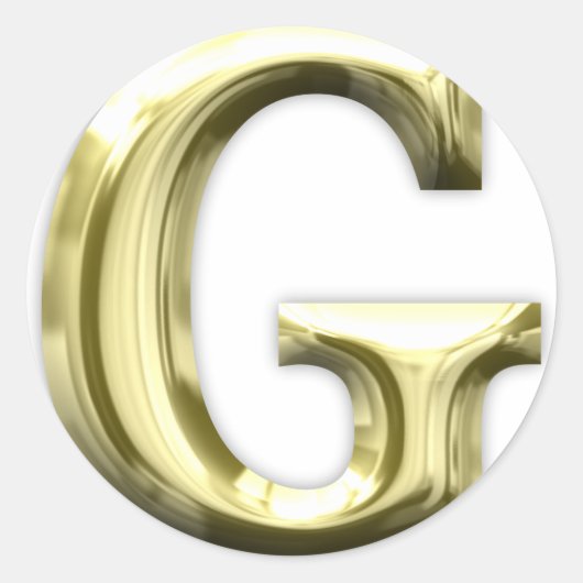 Golden Letter G Shiny Gold Alphabet Ronde Sticker (Voorkant)