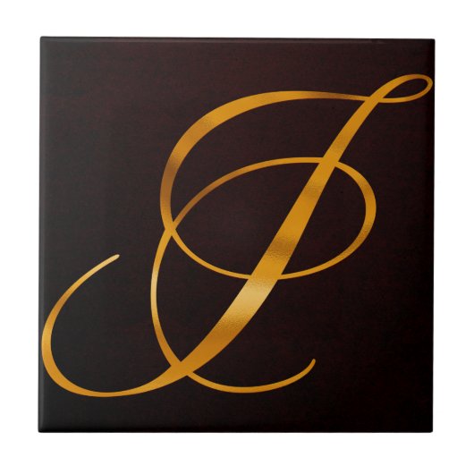 Golden letter i in  design tegeltje (Voorkant)