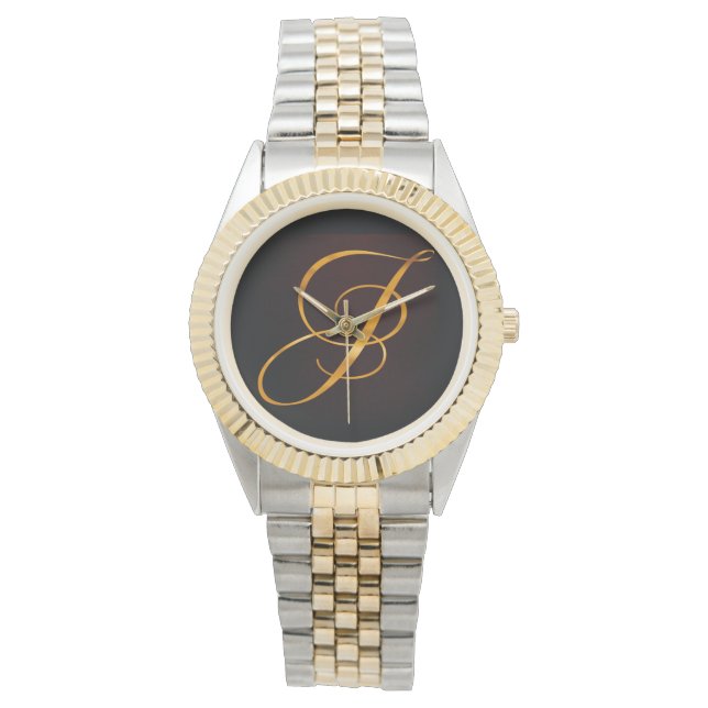 Golden letter J in  design Horloge (Voorkant)
